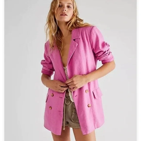 Free People Olivia Blazer in Pink Envy - Picture 5 of 9